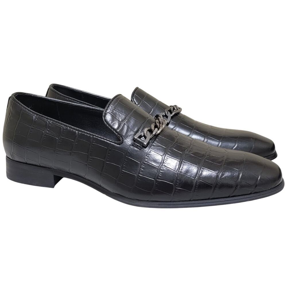 INC INTL Concepts Men Slip On Croc Embossed Loafers Magnus Size US 8M Black